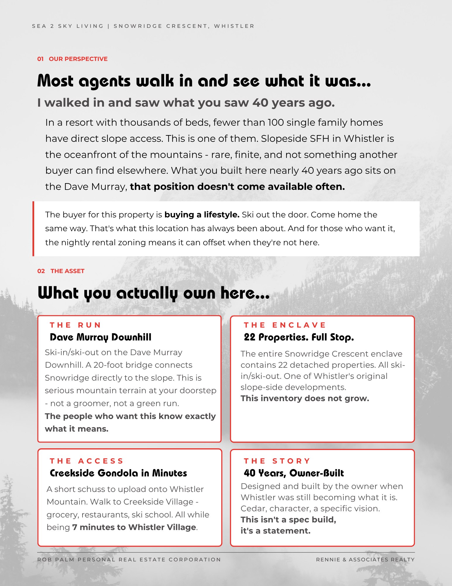 Deck page two: the property story